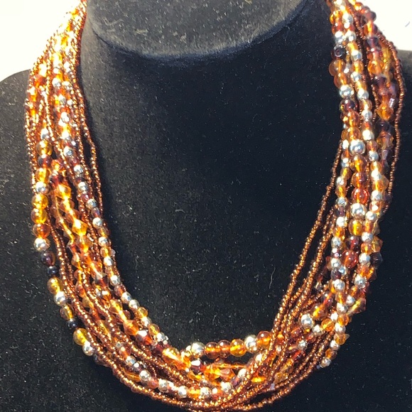 Amber Faceted Beads, Golden Beads, & Crystal Necklace  🚀🎉CLOSET CLEAROUT🎉🚀 - Picture 9 of 9